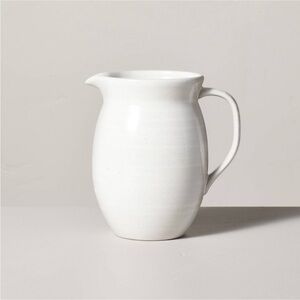 54oz Flared Brim Stoneware Beverage Pitcher Vintage Cream - Hearth & Hand